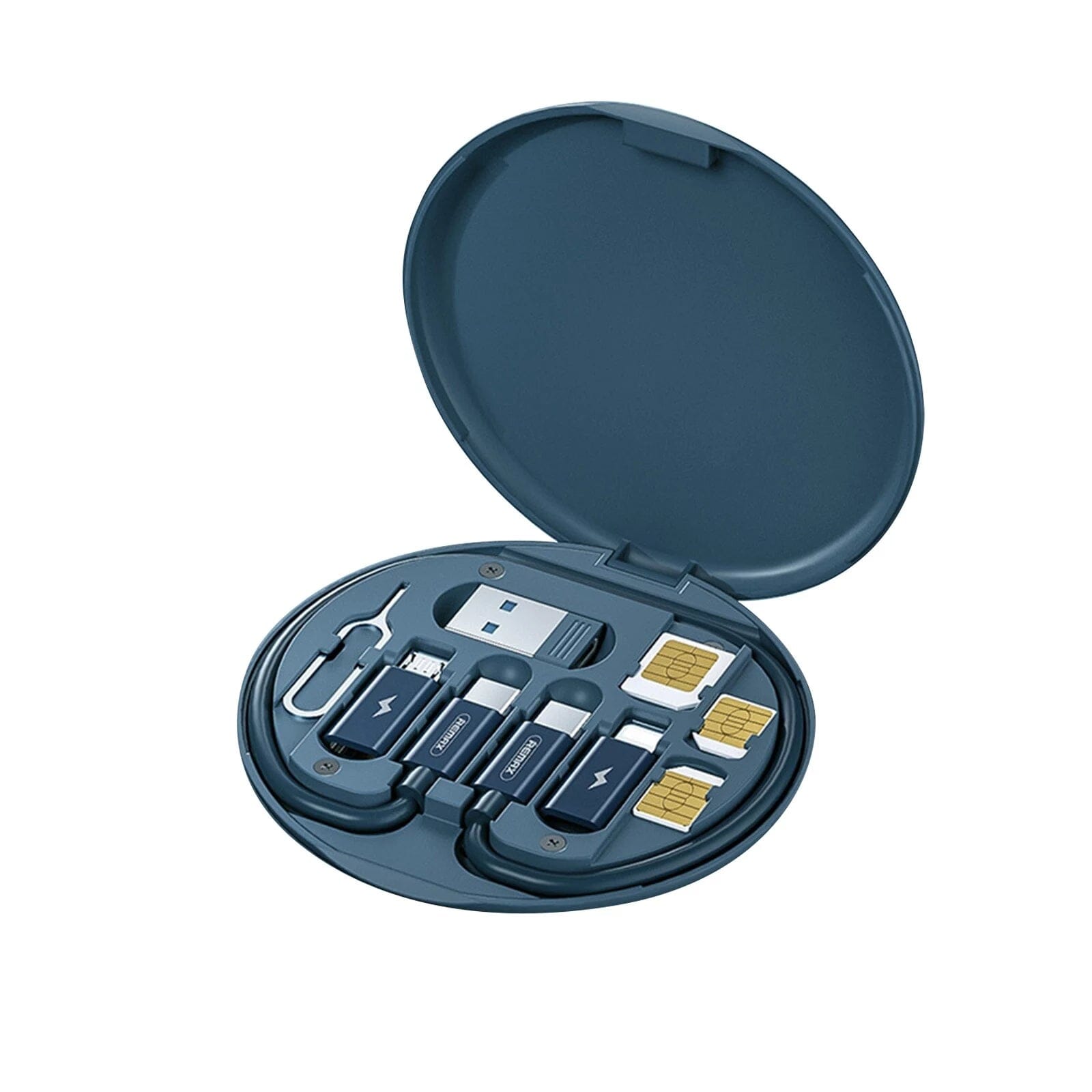 Remax Cable Adapter Storage Box Phone Holder Blue Phone Holder - Tophatter Daily Deals